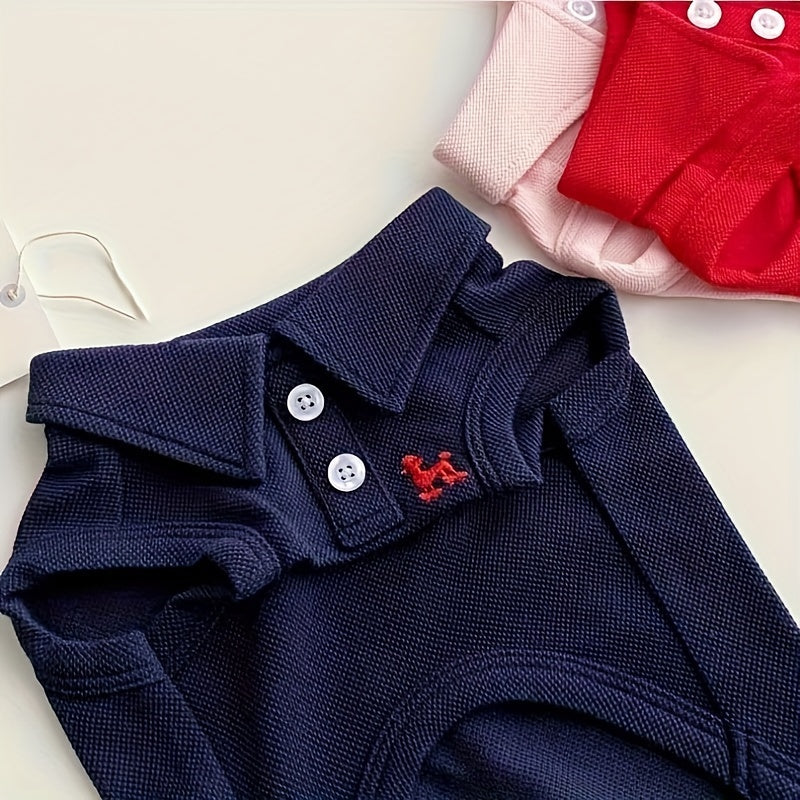Pet Collared Button-Down T-Shirt- Thin and Breathable Vest Shirt