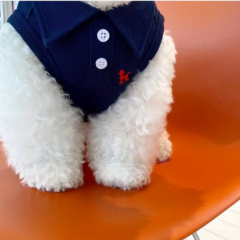 Pet Collared Button-Down T-Shirt- Thin and Breathable Vest Shirt