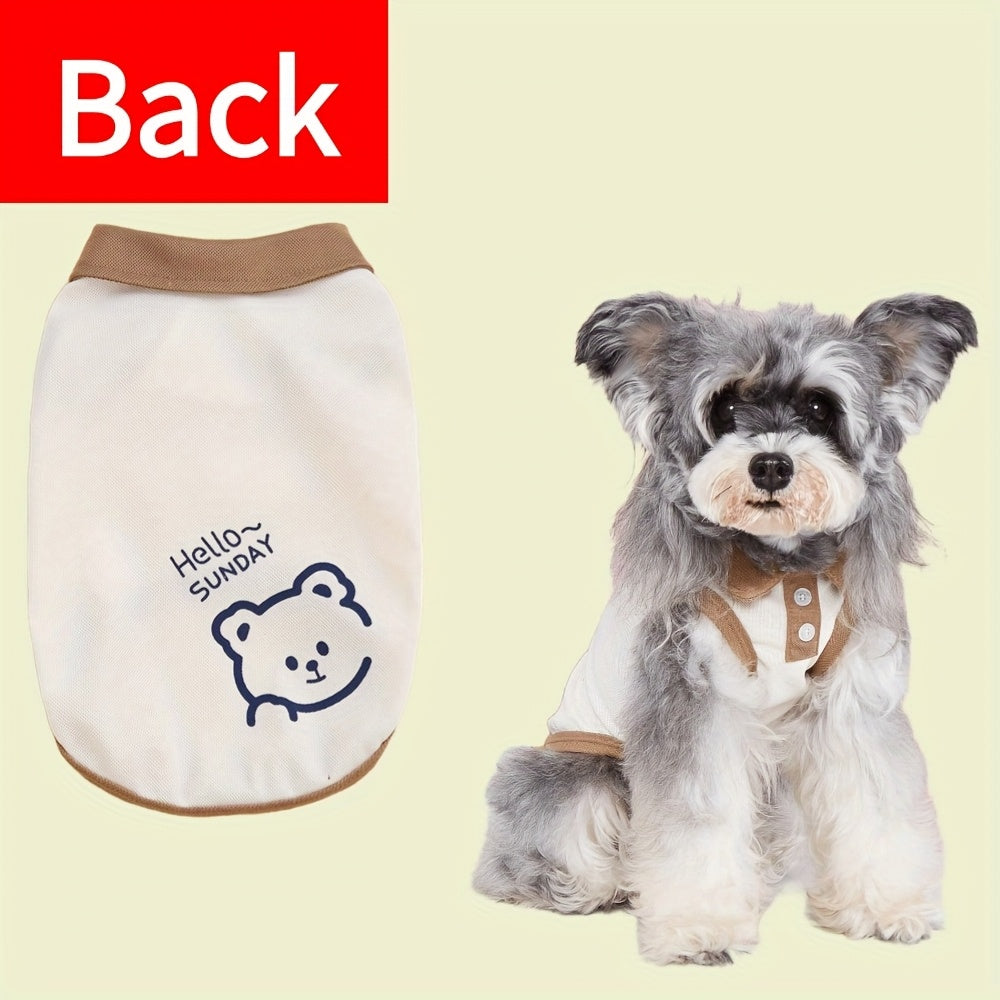 Pet Collared Button-Down T-Shirt- Thin and Breathable Vest Shirt