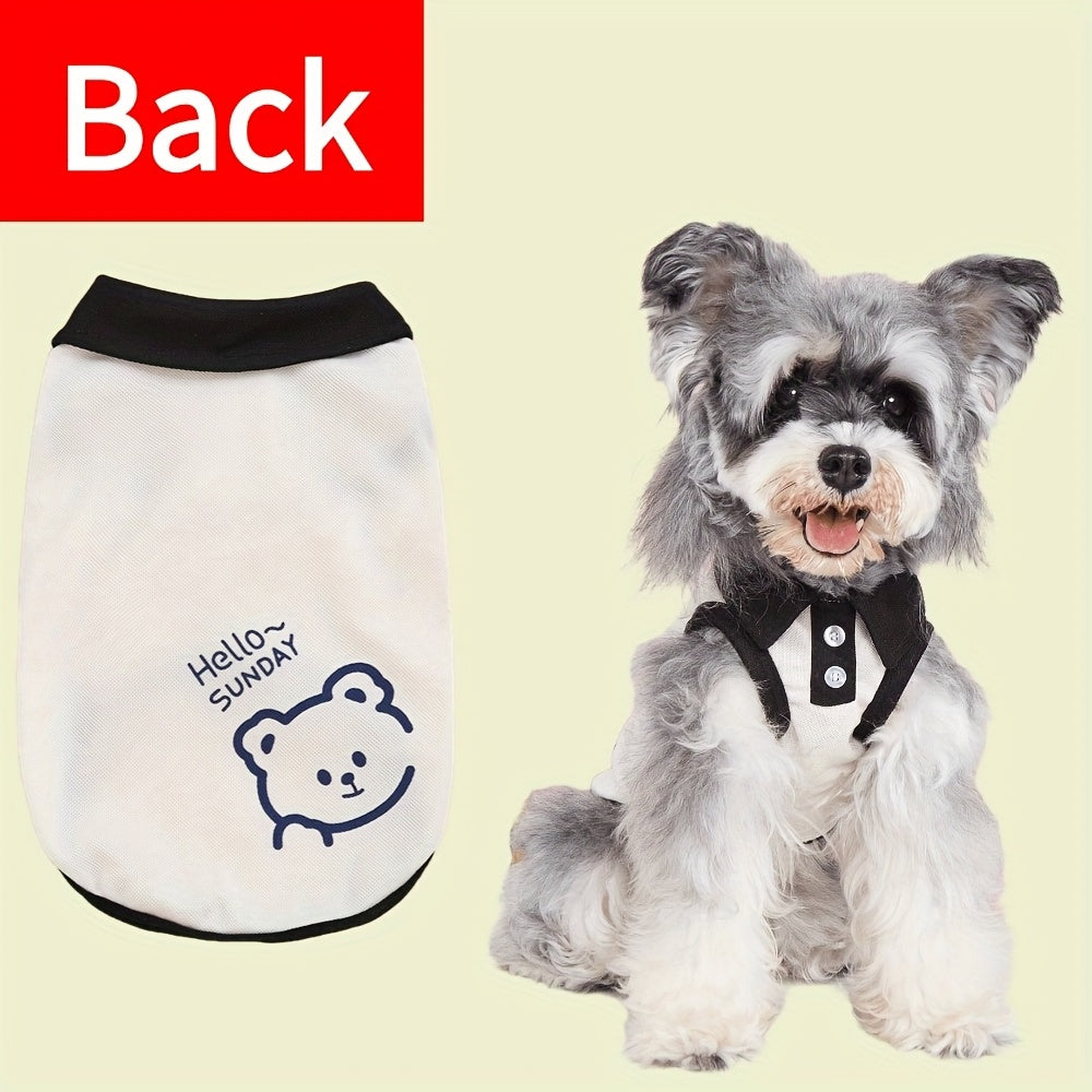 Pet Collared Button-Down T-Shirt- Thin and Breathable Vest Shirt