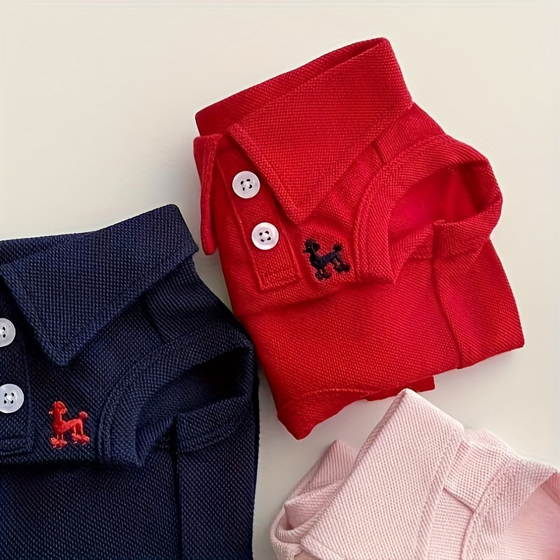 Pet Collared Button-Down T-Shirt- Thin and Breathable Vest Shirt
