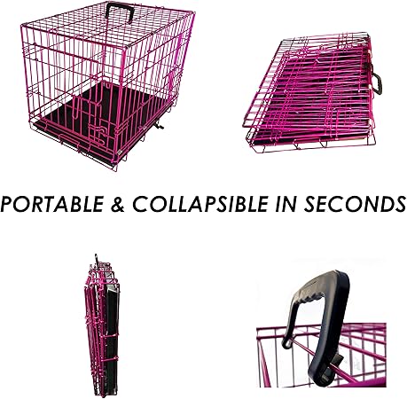 Pet Expressions Luxury Colorful 36" H Foldable Dog Crate With 2 Doors-Free Training E-Book And Pet Calming Music-Foldable