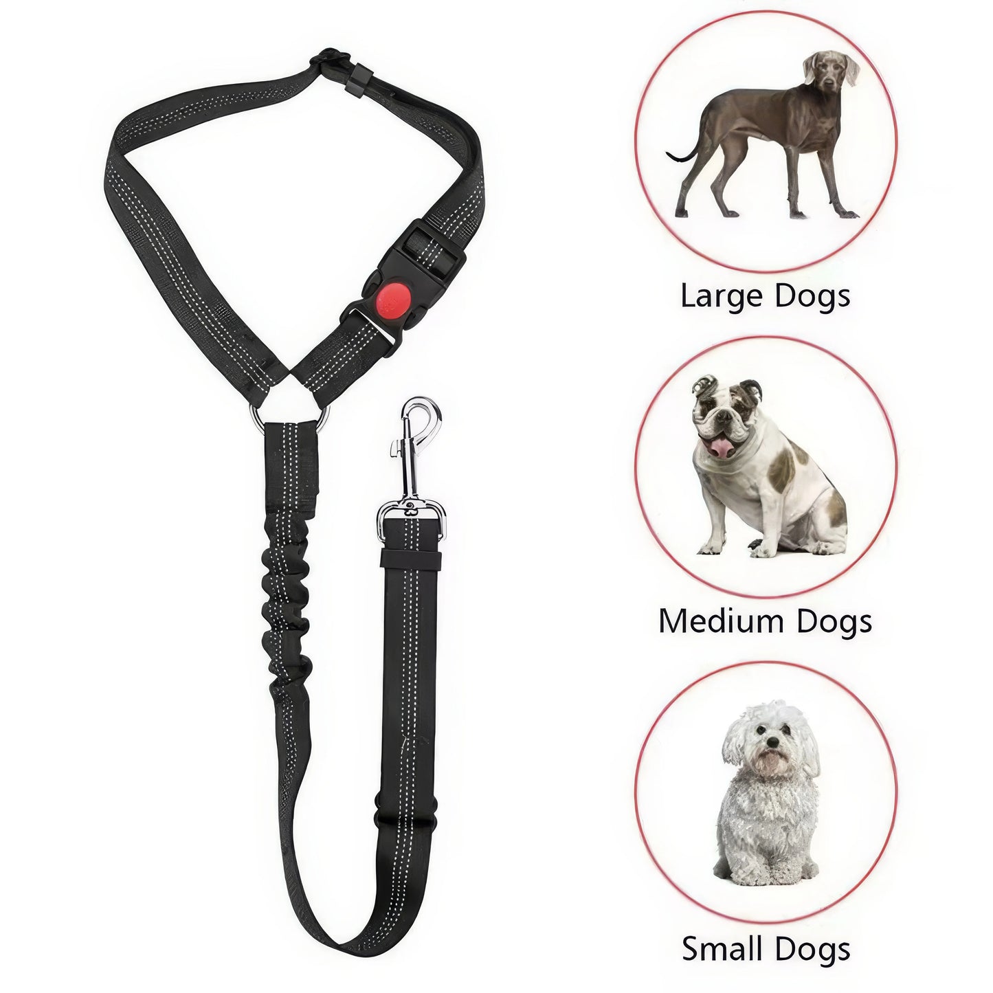 1 Black Pet Car Safety Belt- Adjustable Car Strap- Durable/Easy To Use- Suitable for SUVs, Cars, Trucks- Collars/Leashes