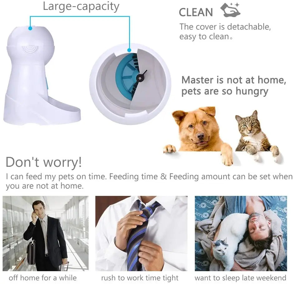 3L Automatic Pet Feeder With Voice Recorder-Food Bowl For Small Medium Dogs- LCD Screen Dispensers- up to 4 Times One Day