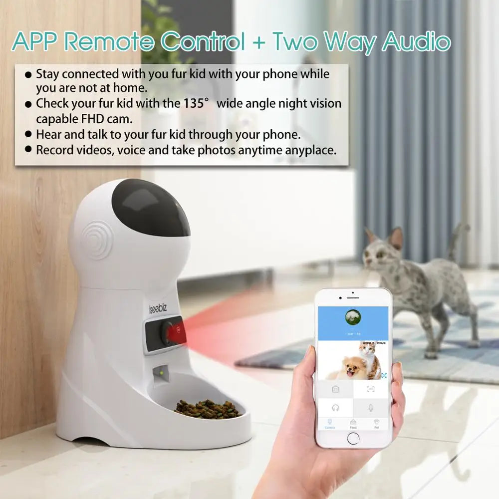 3L Automatic Pet Feeder With Voice Recorder-Food Bowl For Small Medium Dogs- LCD Screen Dispensers- up to 4 Times One Day