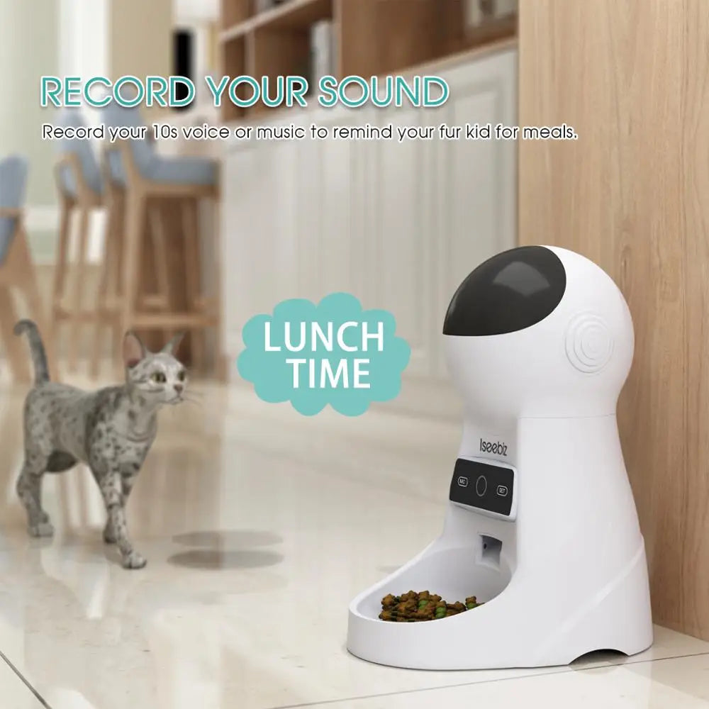 3L Automatic Pet Feeder With Voice Recorder-Food Bowl For Small Medium Dogs- LCD Screen Dispensers- up to 4 Times One Day