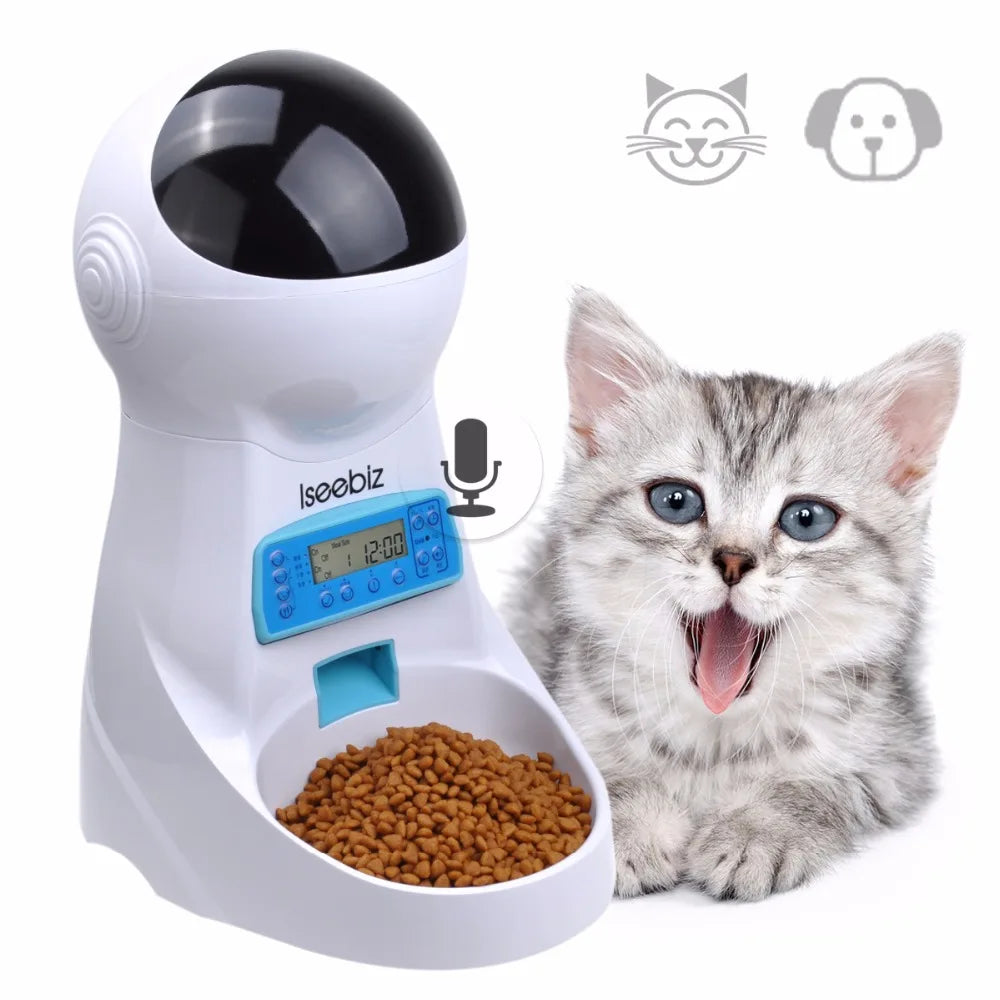 3L Automatic Pet Feeder With Voice Recorder-Food Bowl For Small Medium Dogs- LCD Screen Dispensers- up to 4 Times One Day