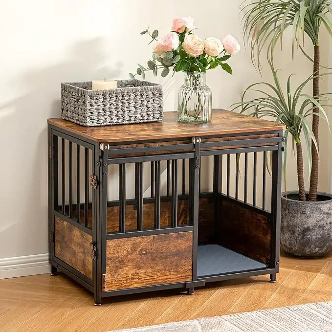 KOOPRO 32" Dog Crate Furniture with Cushion-- Wooden Heavy Duty Dog Kennel with Double Doors