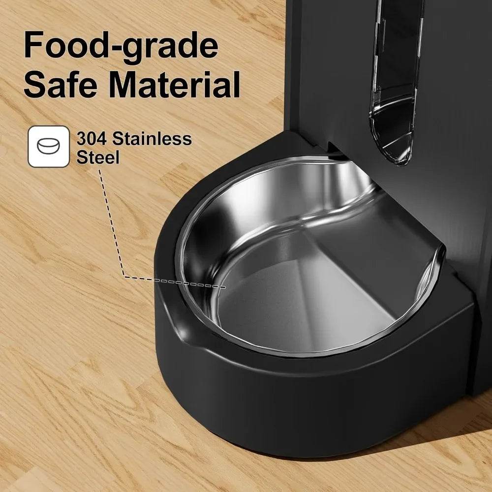 Automatic Gravity Pet Feeder- 1.8 Gallons-D Stainless Steel Bowls- Feeder and Water Dispenser Set