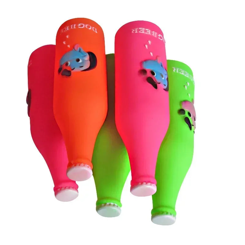 New Squeaky Dog Toys- Silicone Beer Bottles- Chew Toys for Dogs