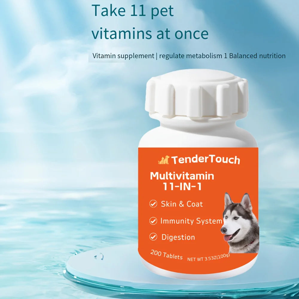 Pet Multivitamin - 200 Tablets - Dog and Cats-Vitamins and Supplements-Senior & Puppy Multivitamin for Dogs