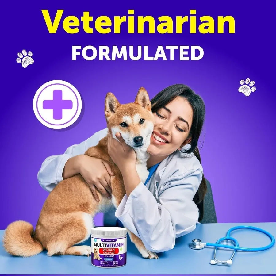 Dog Multivitamin Chewable with Glucosamine 20 in 1 Dog Vitamins and Supplements Senior Puppy Multivitamin for Dogs
