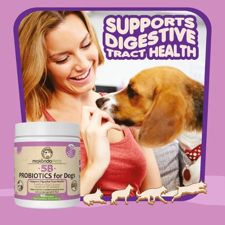 Probiotics for Dogs Puppies Extra Strength 9 Species 5 Billion CFU per Scoop of Dog Probiotics and Digestive Enzymes for Dogs