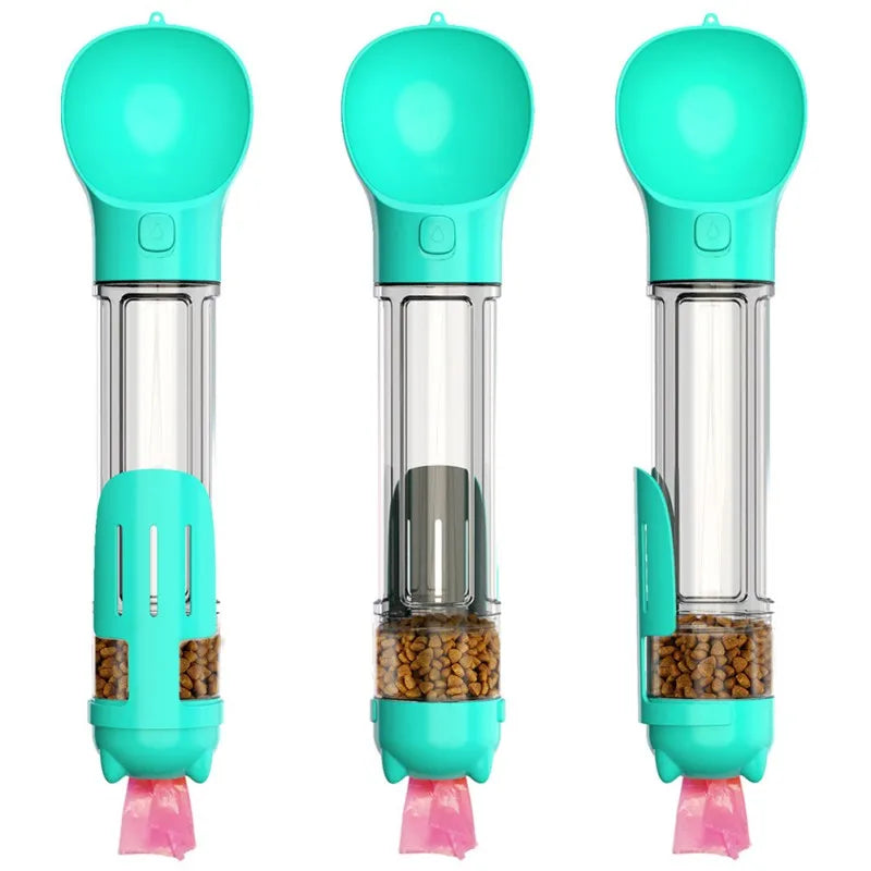 300 ml/500 ml Dog Water Bottle- 4 in 1 Portable Water Bowl Dispenser with scoop- Dog Whistle- Poop Scoop- Food Container
