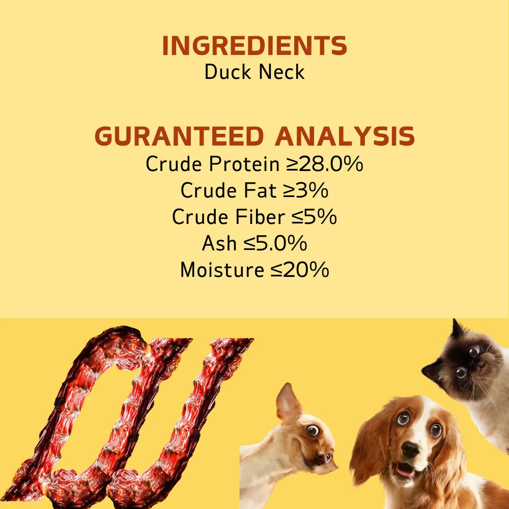 150g/5.29oz (3 Count x50g/1.76oz) Duck Necks- All Natural Ingredients-Healthy- Easily Digestible