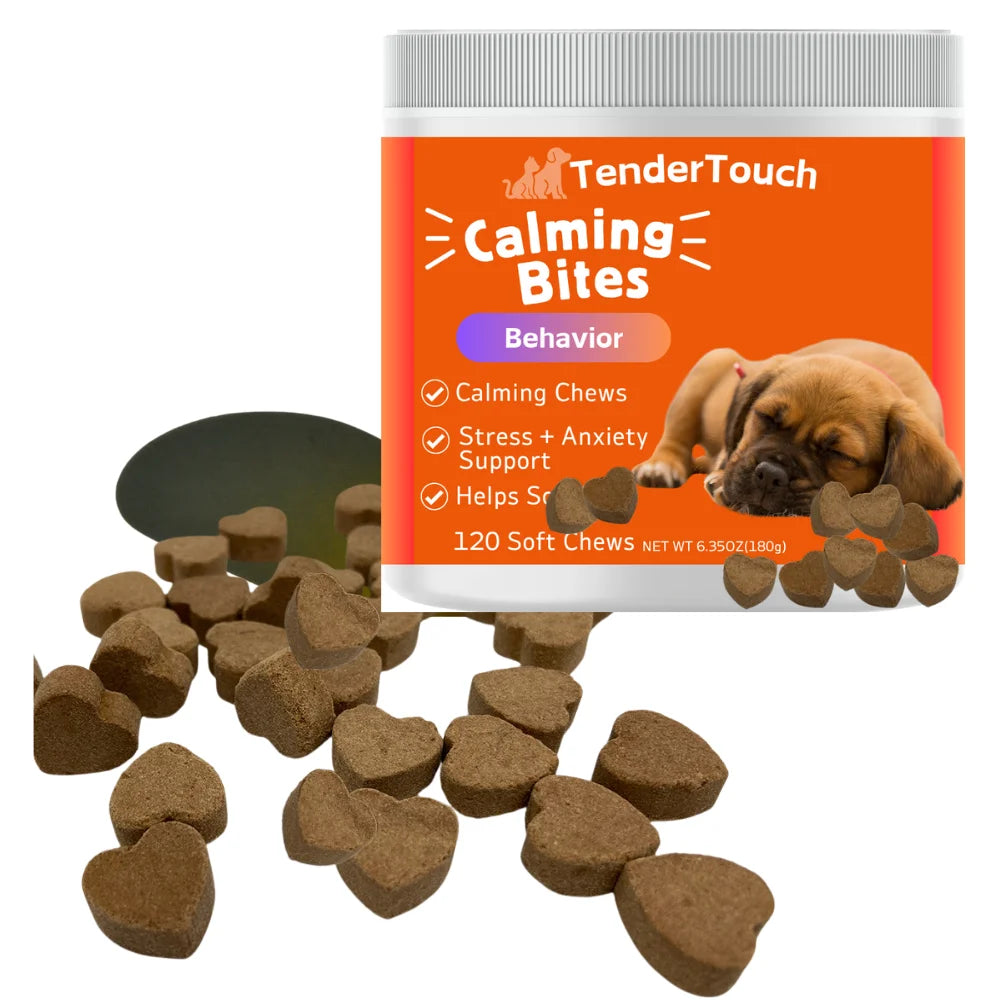Calming Chews-120 Chews - 1 Pack(1 x 180g/6.35oz) 180g/6.35oz - Help Natural Dog Anxiety and Everyday Stress