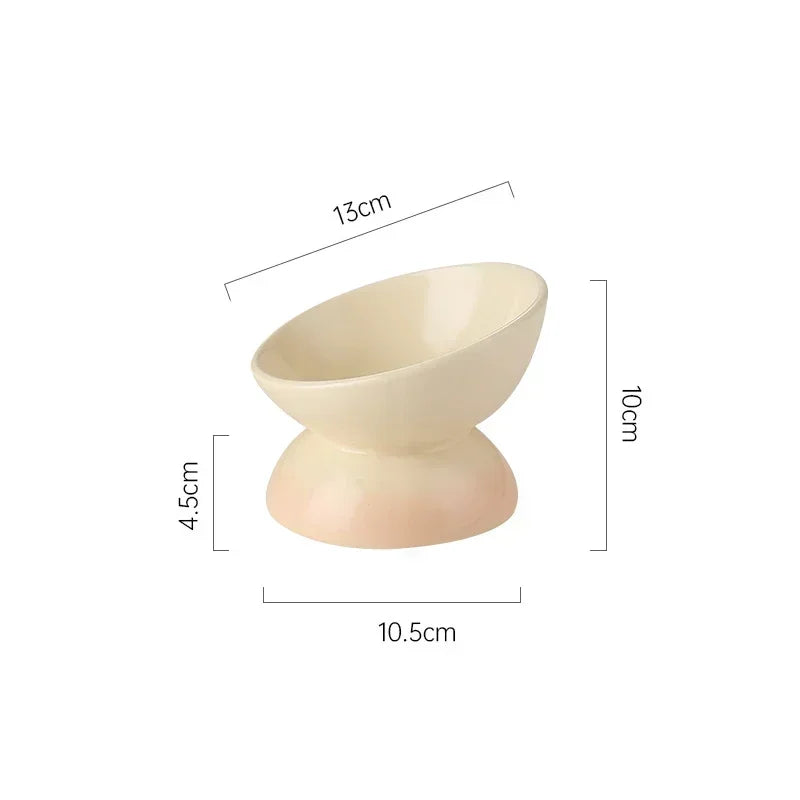 Tilted Puppy Food Feeders- Gradient Ceramic- Raised Eating Pet Dogs Drinking or Feeding- Small