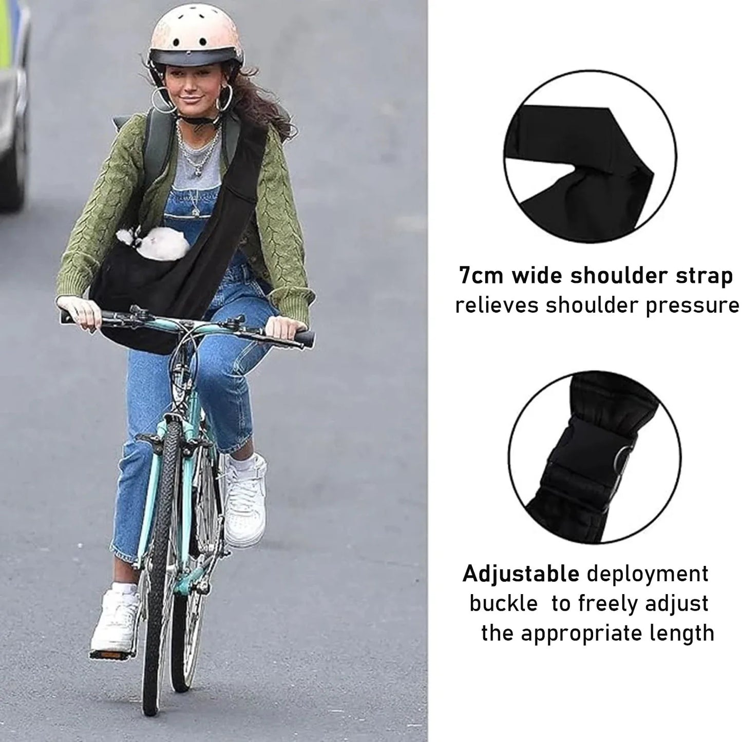 Small Pet Sling Holder- Hands Free-Reversible Paper Plastic Handbag- Dog Sling Carrier- Easy and Portable