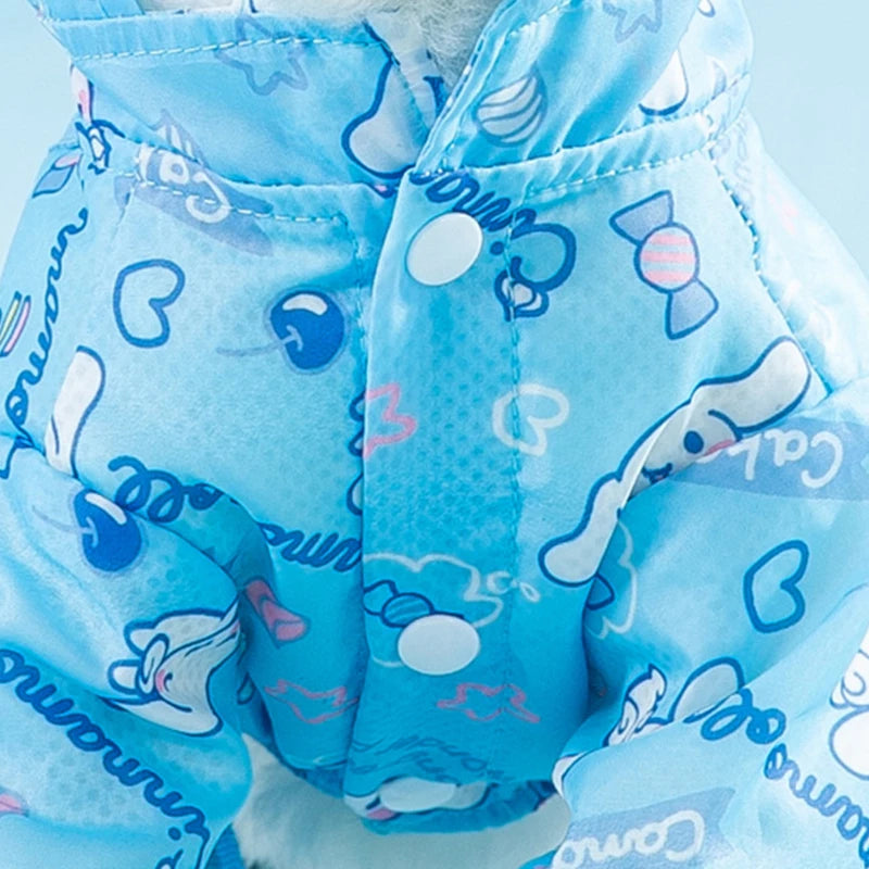Cinnamoroll Pet Raincoat Waterproof Hood 4 leg Rain Jacket for Dogs of all Sizes - Keep Your Pup Dry and Stylish
