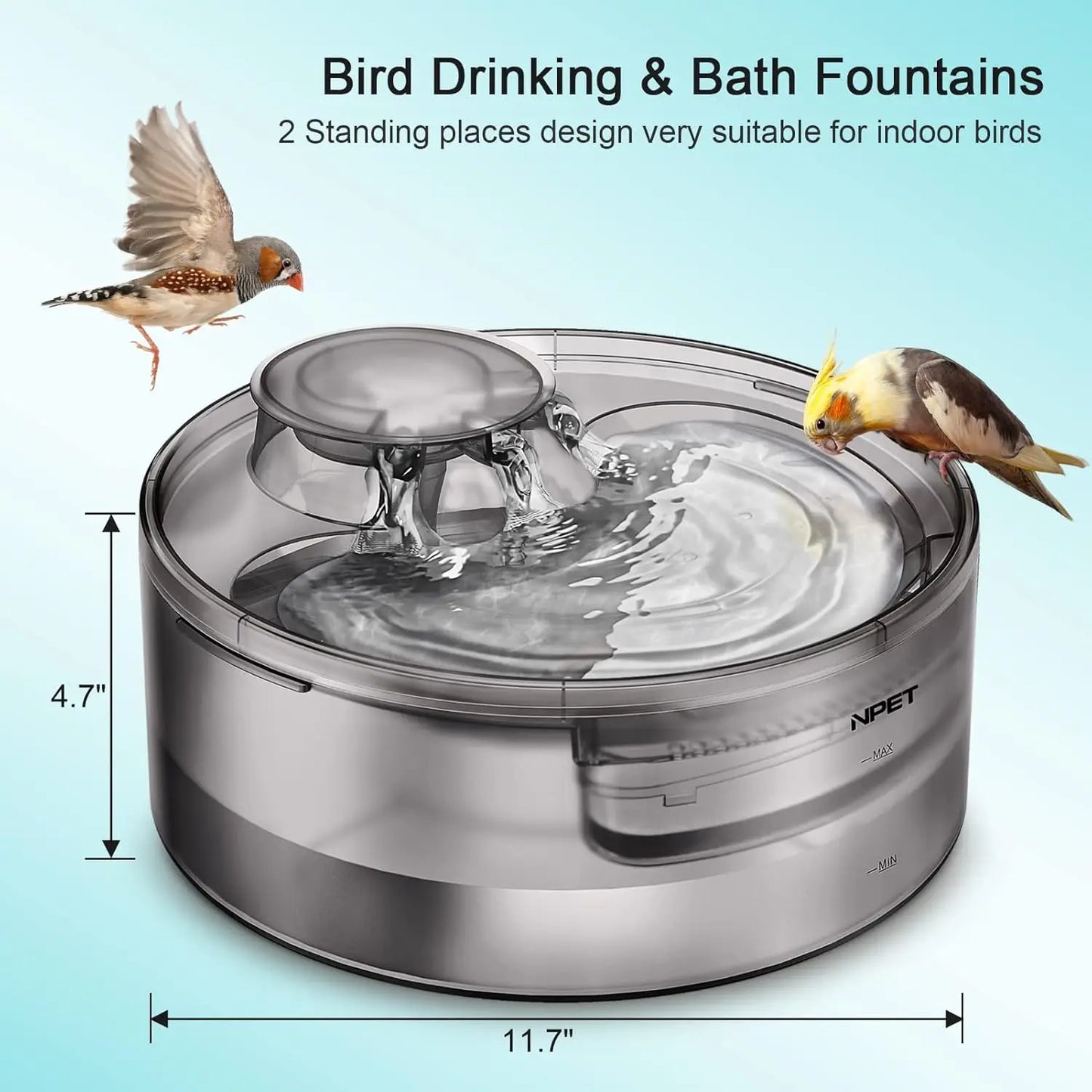 NPET DF10 Dog Water Fountain, 170oz/1.3Gallon/5L Large Automatic Pet Water Dispenser Dog Water Bowl for Cats, Dogs, Multiple Pets