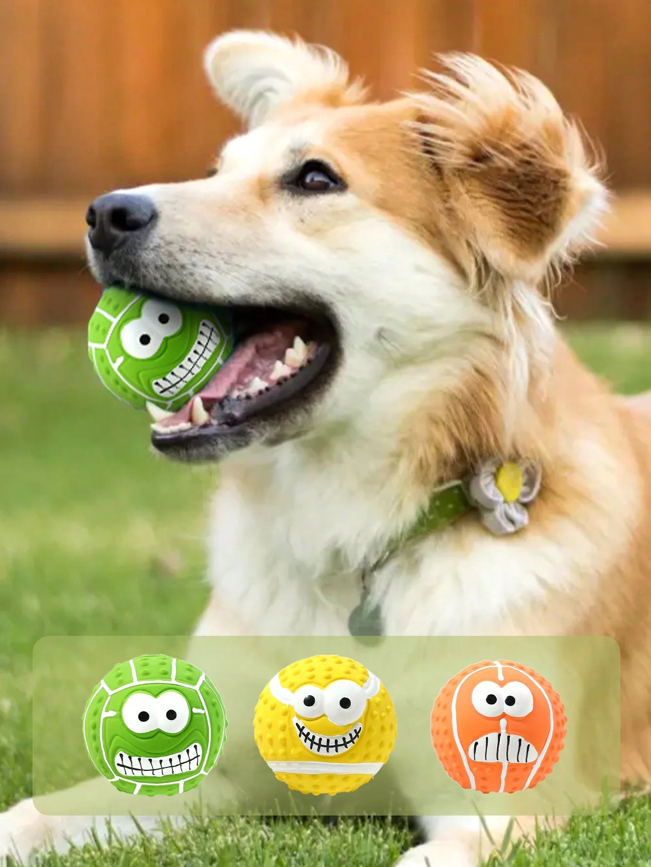 Cartoon Smiling Face Latex Dog Toy Ball- Interactive Chew Toy With Sound- Suitable For Small To Medium Dogs-Dog Toys