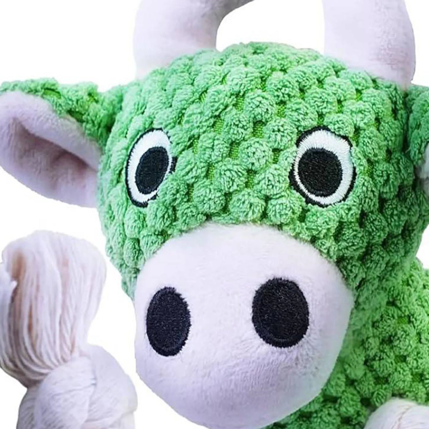 Dog Chew Squeaky Dog Toy- Cow and Horse Double Headed Plush Dog Chew for Small Medium Large Dogs Stuffed