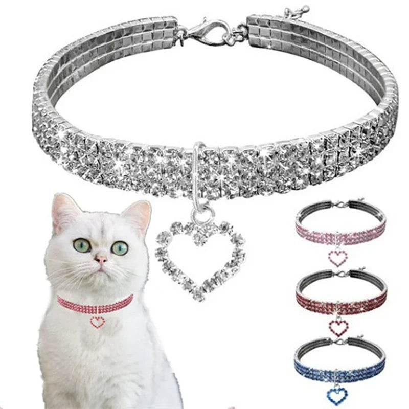 Bling Rhinestone Dog Collar- Crystal Dog Collars Leash For Small Medium Dogs