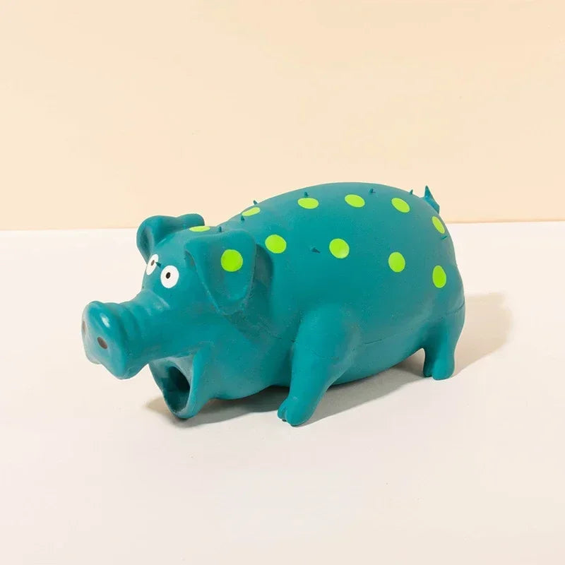 Squeaky Pig Dog Toy- Durable Rubber Pig Squeaker- Puppy Chew Toys Latex Interactive Cute Toy for Small Medium Large Dogs