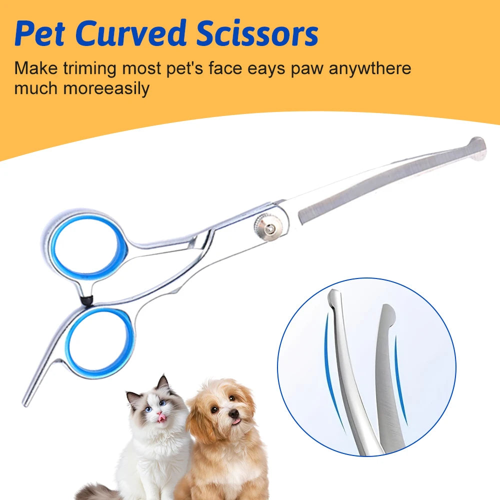 Professional 7 Inch 4CR Stainless Steel Pet Hair Shears- 7Pcs Scissors Set for Pet Dog Grooming