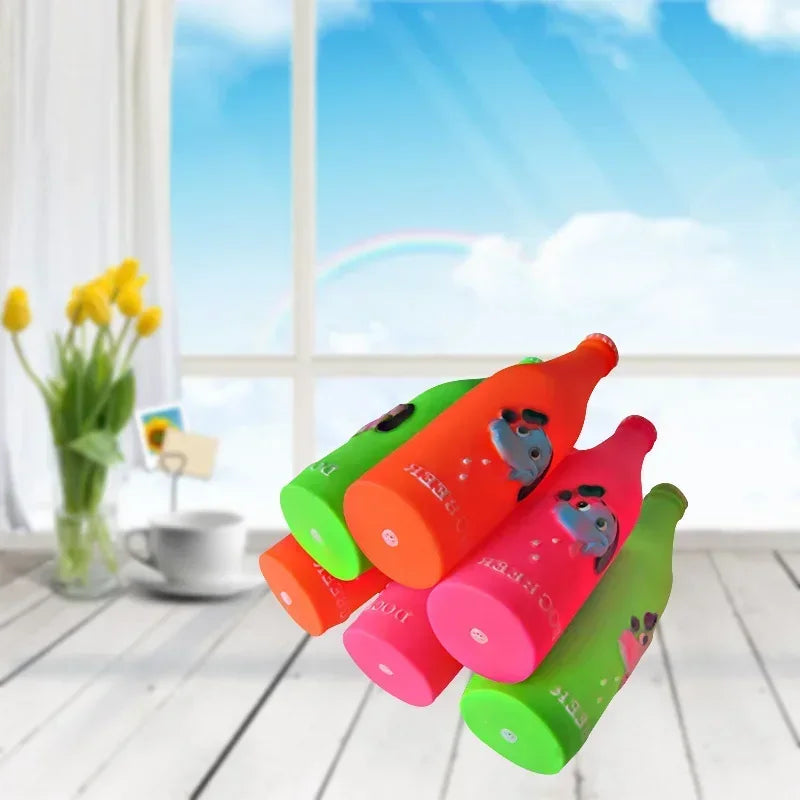 New Squeaky Dog Toys- Silicone Beer Bottles- Chew Toys for Dogs