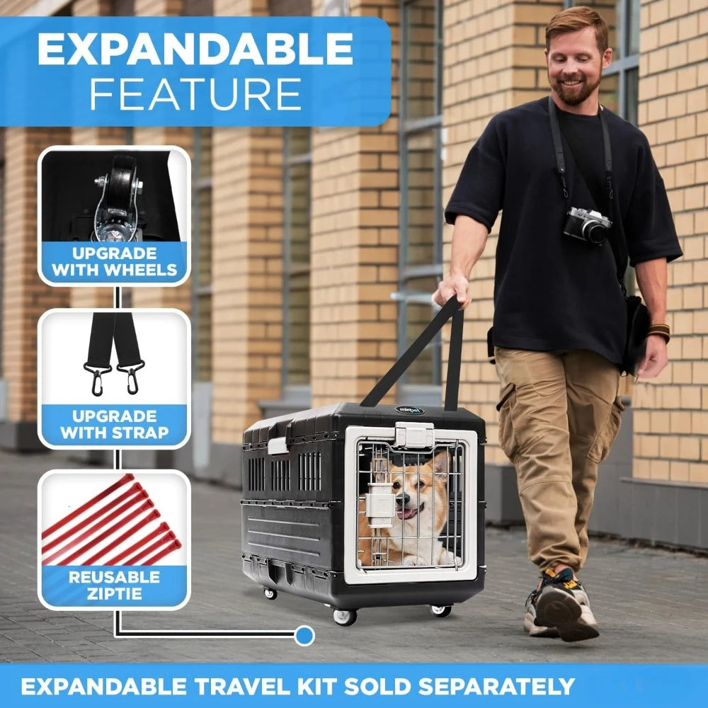 Crate-Premium Collapsible Design for Medium Dogs-Portable Kennel- Indoor/Outdoor- Use-360 Degree Ventilation