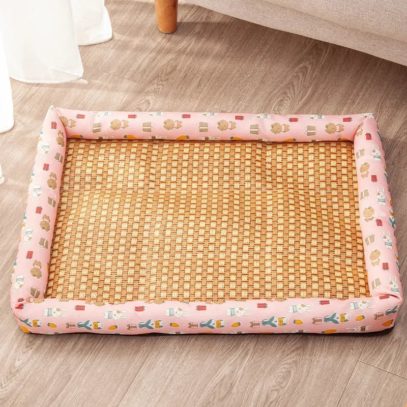 Pet Summer Mat Dog- Cooling- Breathable Pad- Moisture proof Rattan Wear Mat