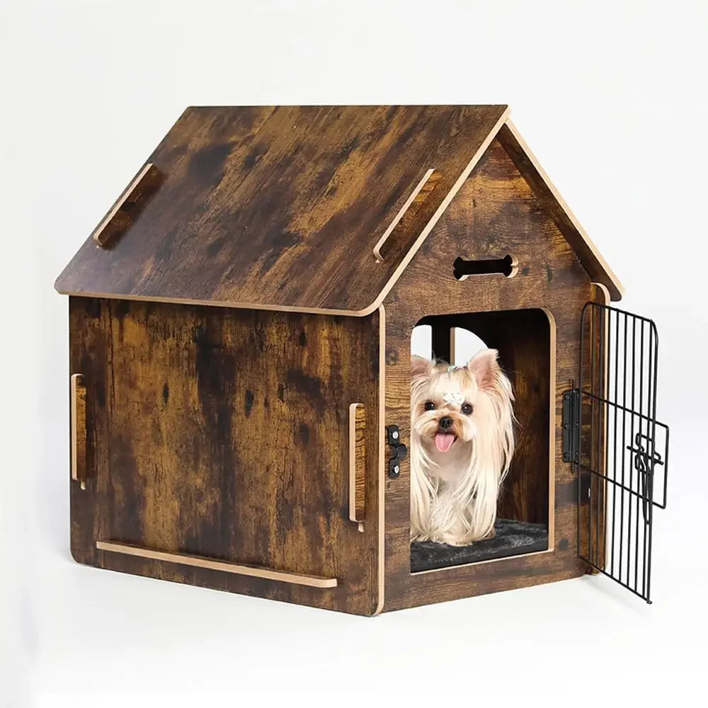 Cute Dog House- Indoor for Small Dogs-Cozy Wooden Design- Small Indoor Bed House