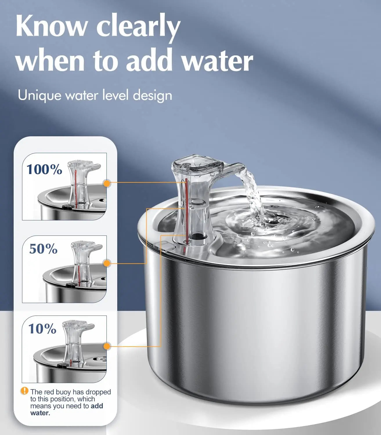 2L Stainless Steel Pet Automatic Water Dispenser -Fountain with Optional Sensor and Heater