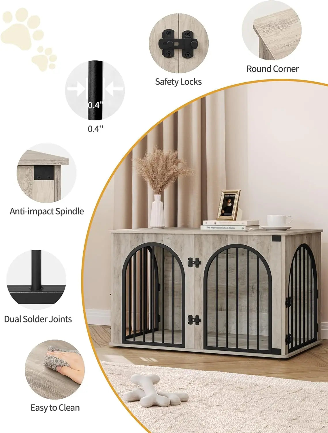 39.4" Wooden Dog Crate Furniture TV Stand- Indoor Dog Kennel for Small/Medium/Large Dogs- End Side Table Dogs Crates- Anti-Chew