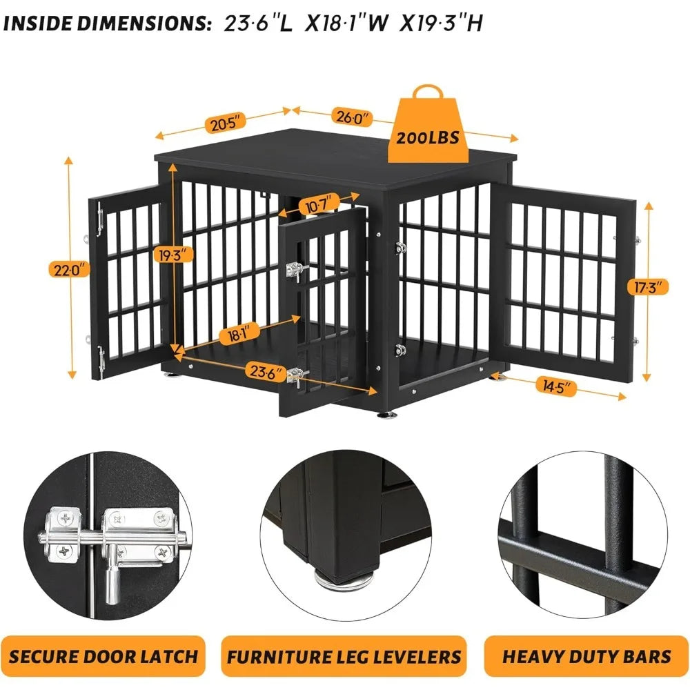 26" Heavy Duty Dog Crate Furniture for Small Dogs- Decorative Pet House End Table- Wooden- Indoor-Small