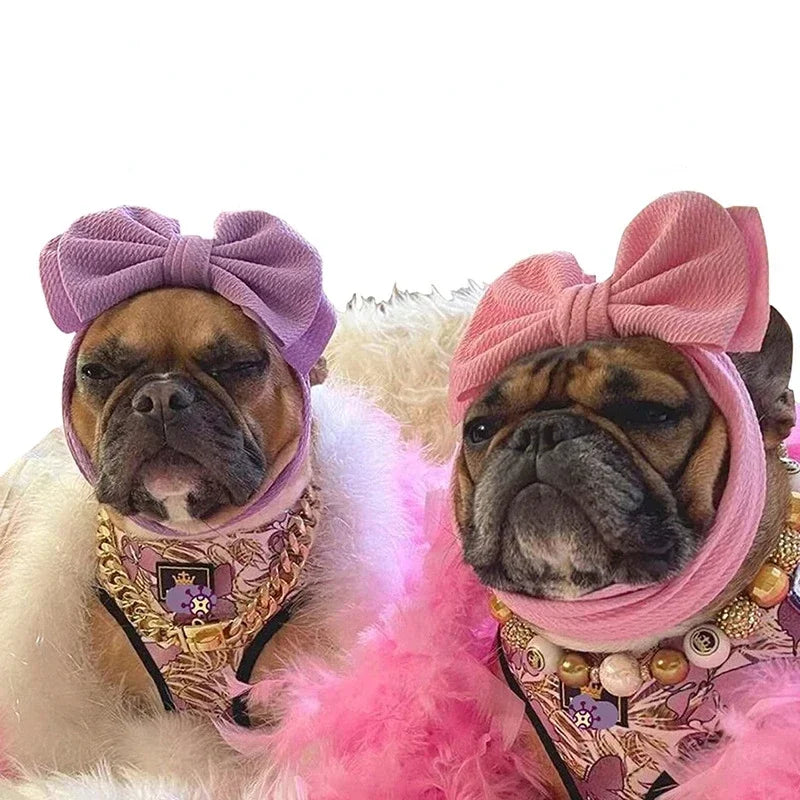 Pet Headgear- Teddy up bow Hat- Turban Knot Bow- Hair Bands