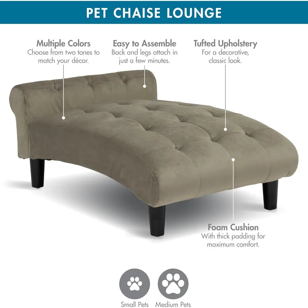 21" Wide Pet Chaise Lounge Bed for Small to Medium Dog 28.8" L x 20.3" W x 13.3" Th