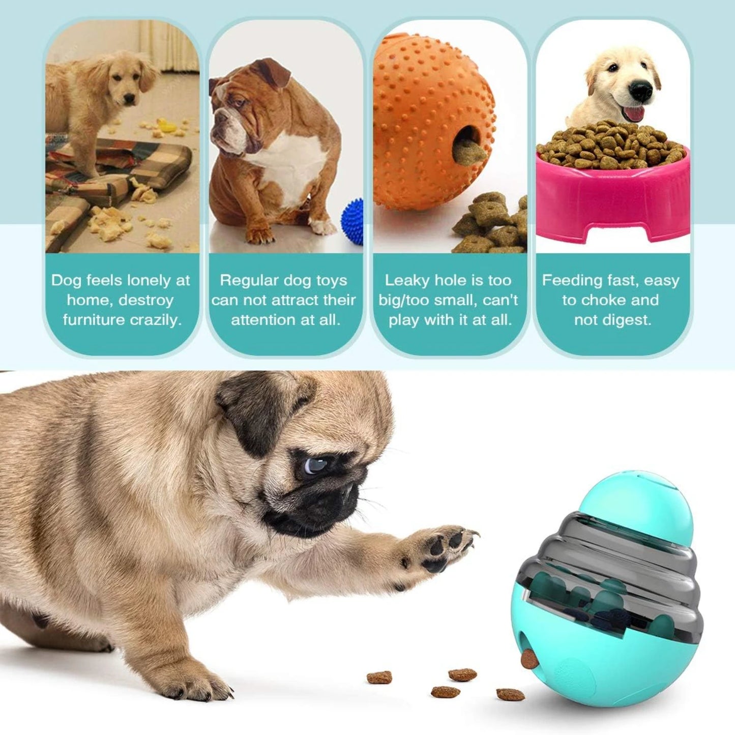 Sturdy and Interactive Slow Feeder Tumbler Toy - Engaging Food Puzzle Ball Dispenser for Small Medium Dogs