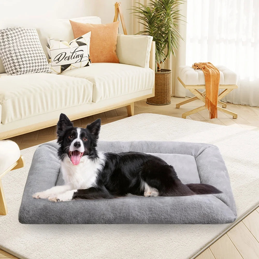 Plush Washable Dog Bed Ultra Soft Dog Crate Pad- Anti-Slip Pet Sleeping Bed- Small Medium Large- 36" x 23"
