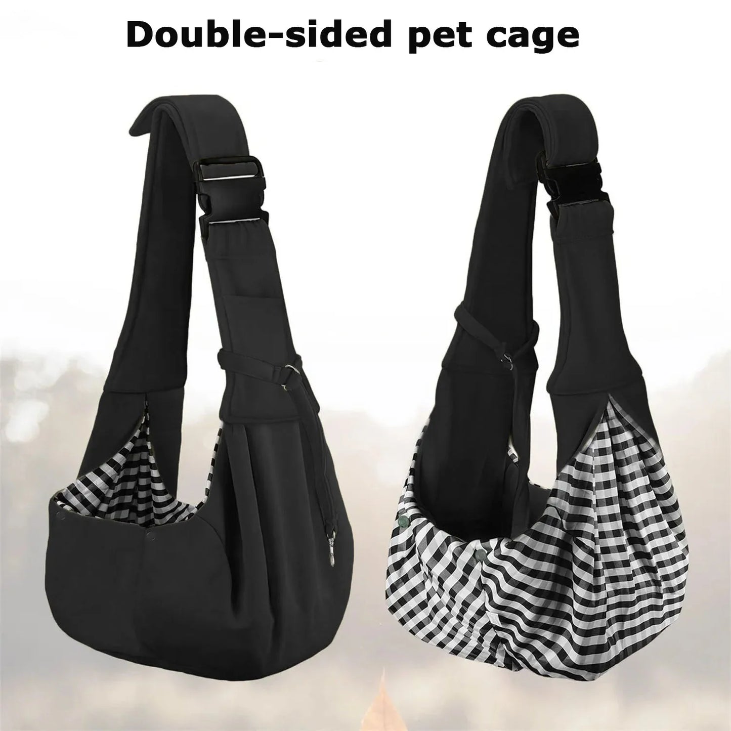 Small Pet Sling Holder- Hands Free-Reversible Paper Plastic Handbag- Dog Sling Carrier- Easy and Portable