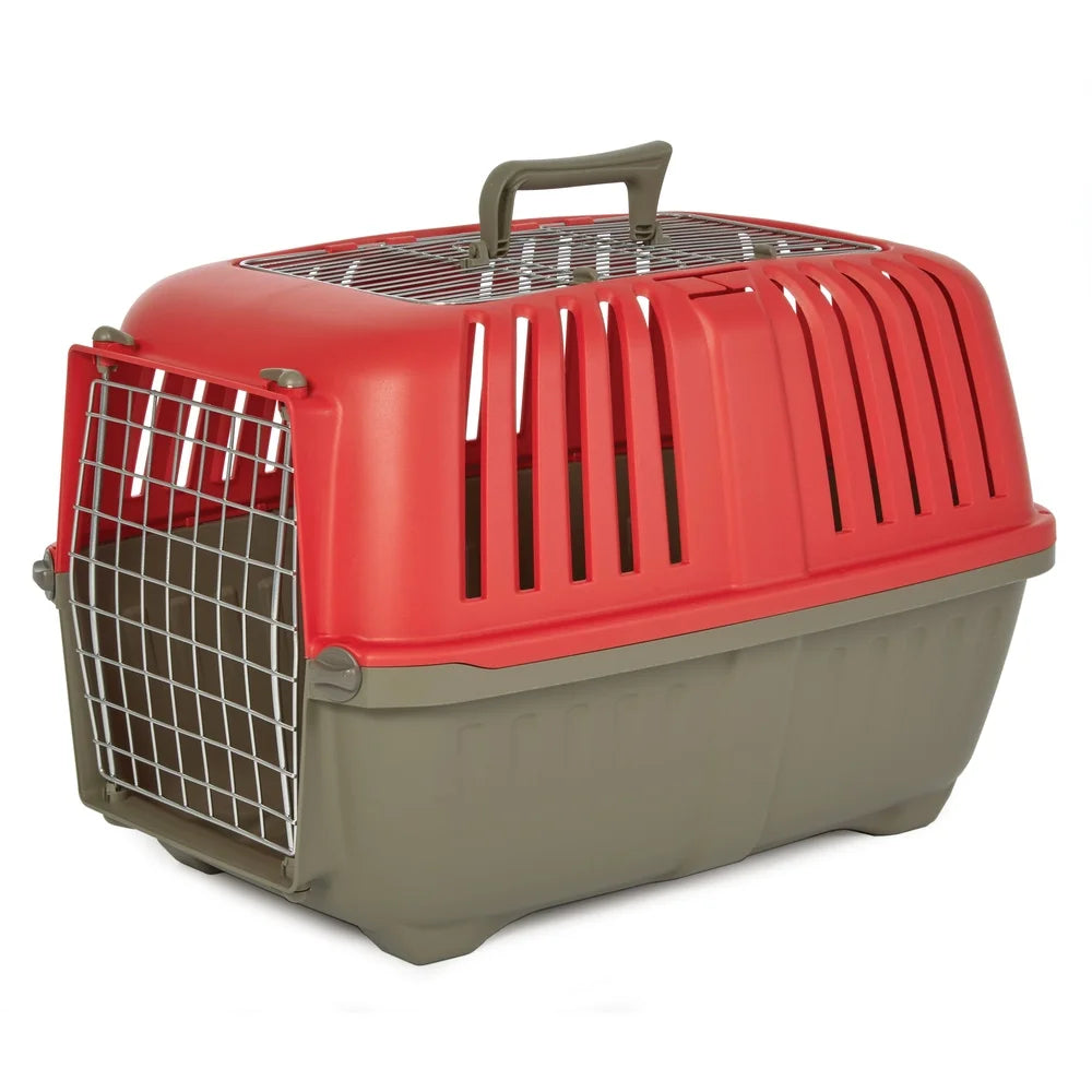 24 Inch Pet Carrier- Small Dogs- Easy Assembly- Durable- Plastic Travel Crate with Metal Door and Carry Handle
