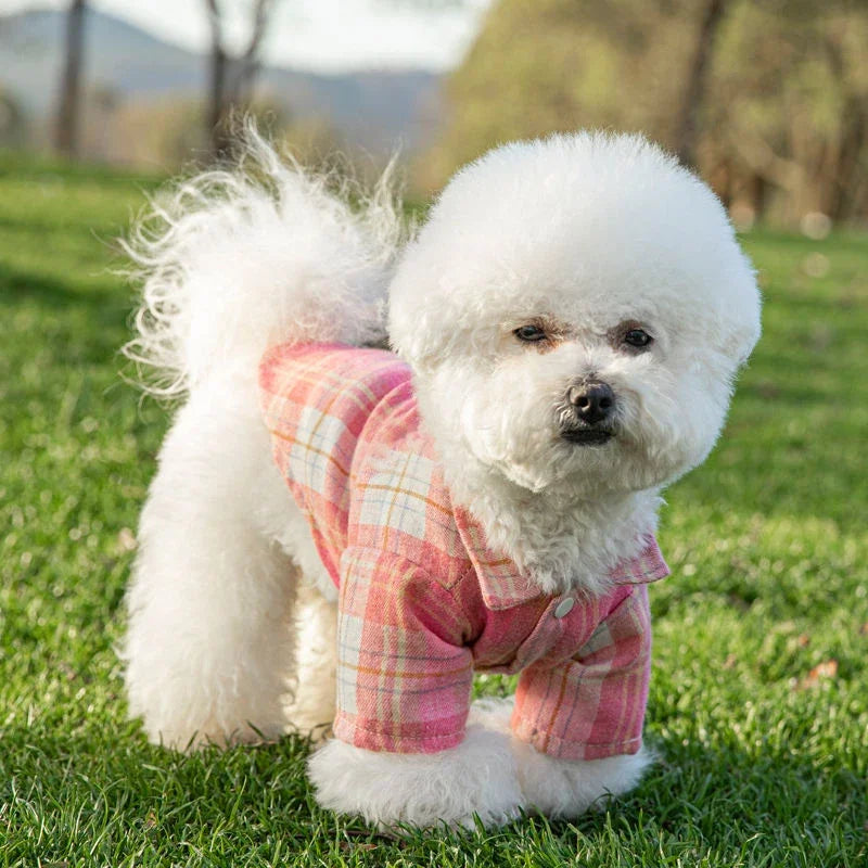 British Style Plaid Dog Vest -Clothes For Small Dogs Chihuahua Cotton Puppy Shirts