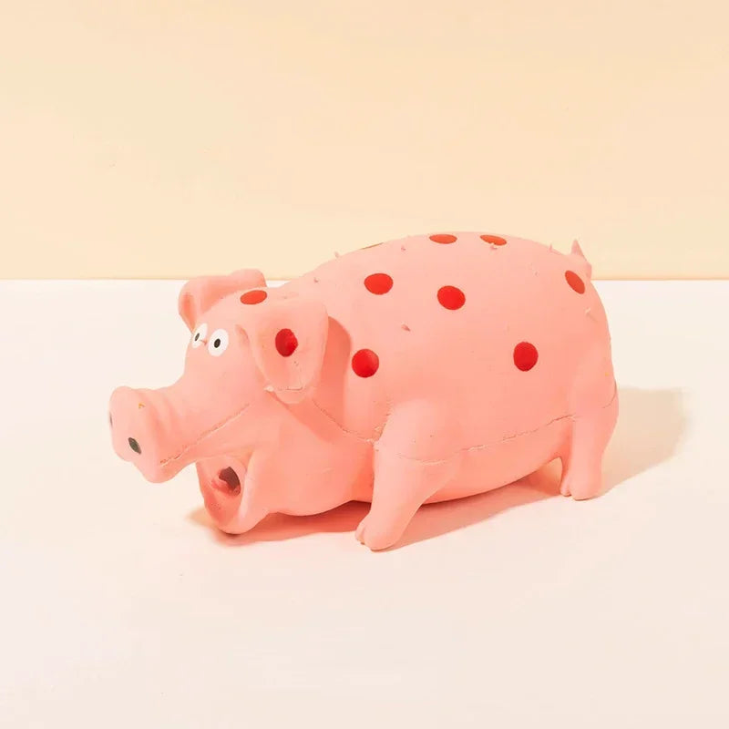Squeaky Pig Dog Toy- Durable Rubber Pig Squeaker- Puppy Chew Toys Latex Interactive Cute Toy for Small Medium Large Dogs