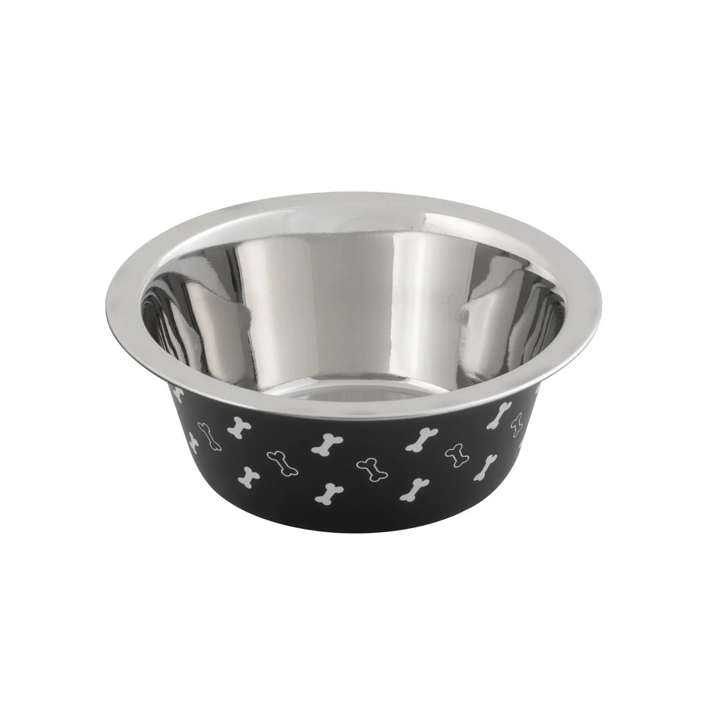 (2 pack) Vibrant Life Medium Stainless Steel Dog Bowl, Black with Bones, 25.75 Fluid Ounces