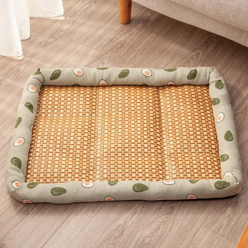 Pet Summer Mat Dog- Cooling- Breathable Pad- Moisture proof Rattan Wear Mat