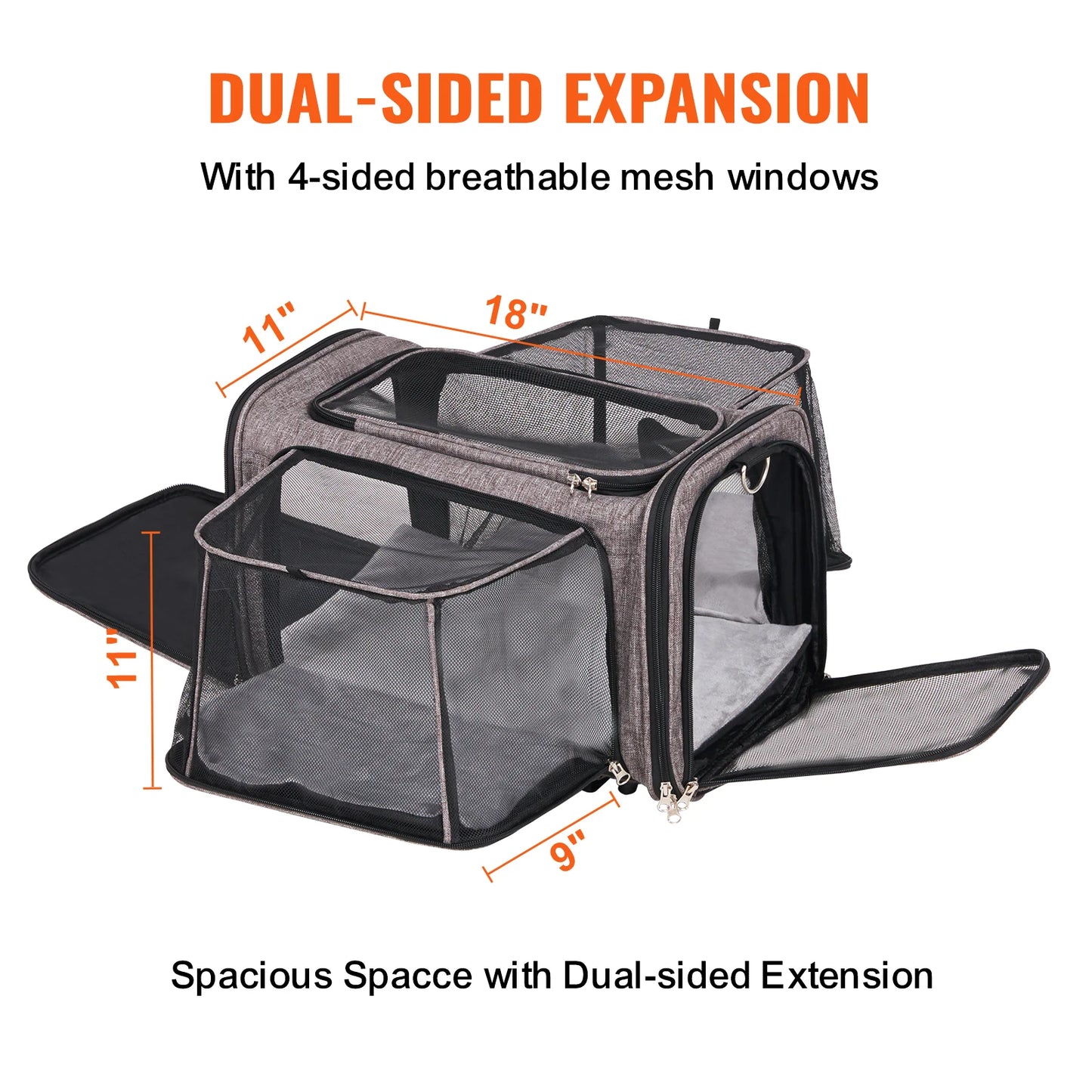Airline Pet Carrier Stroller- Breathable Outgoing Dog Carry Backpack with Telescopic Handle Wheels and Shoulder Strap for Travel Trip