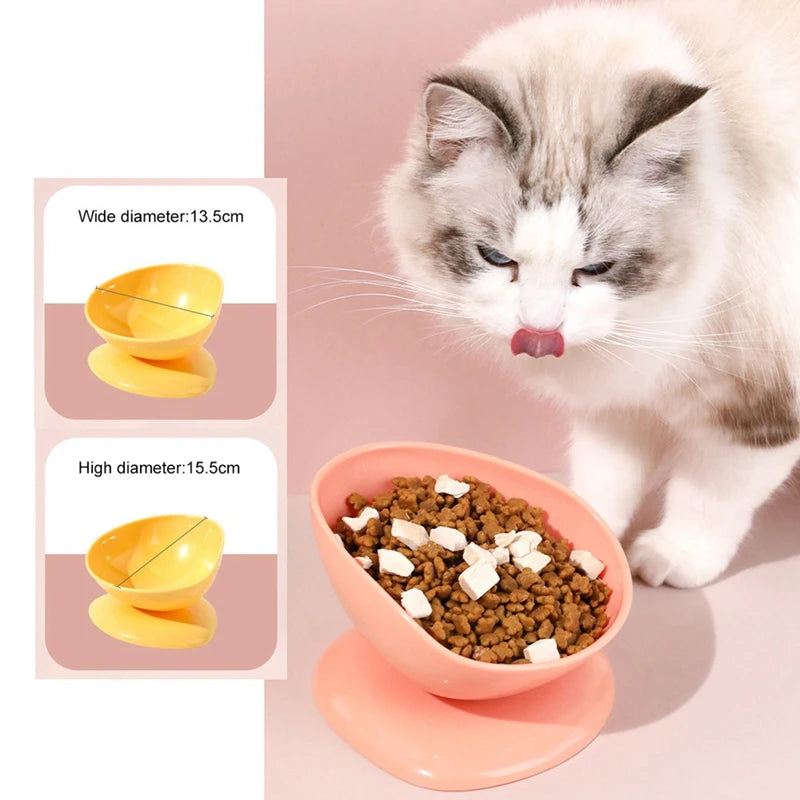 Tilted Raised Posture Food Bowl- Neck Protection- Anti- Vomiting 15 Degree Elevated Slanted Stand Pet Bowls