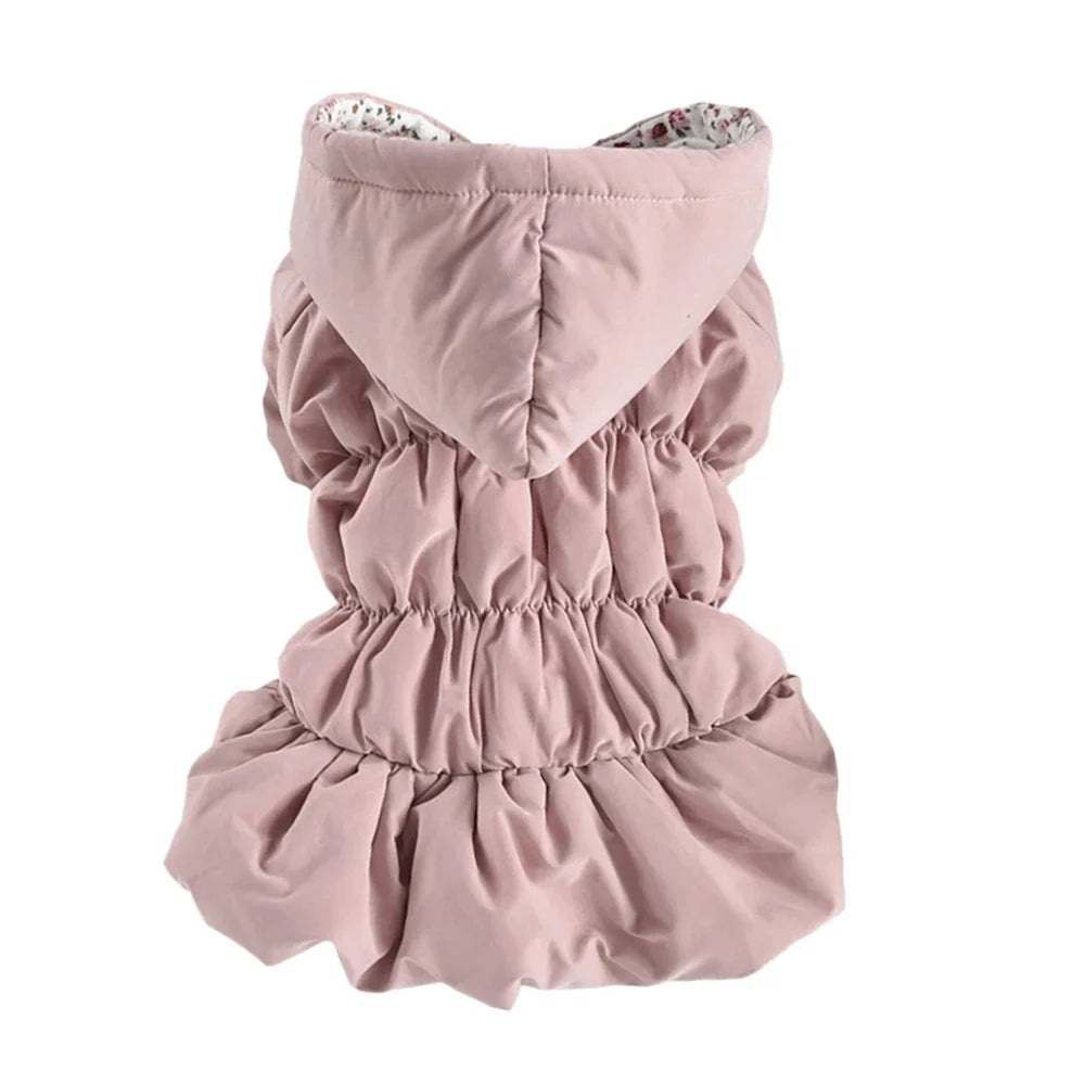 Winter Warm Dog Dress- Princess Bubble Skirt-Hooded Jacket-Costumes/Apparel