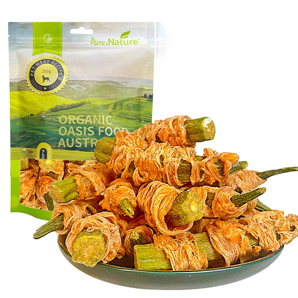 7.05oz/14.11oz (200g/400g) Chicken Wrapped Okra- All Natural Ingredients- Healthy- Easily Digestible
